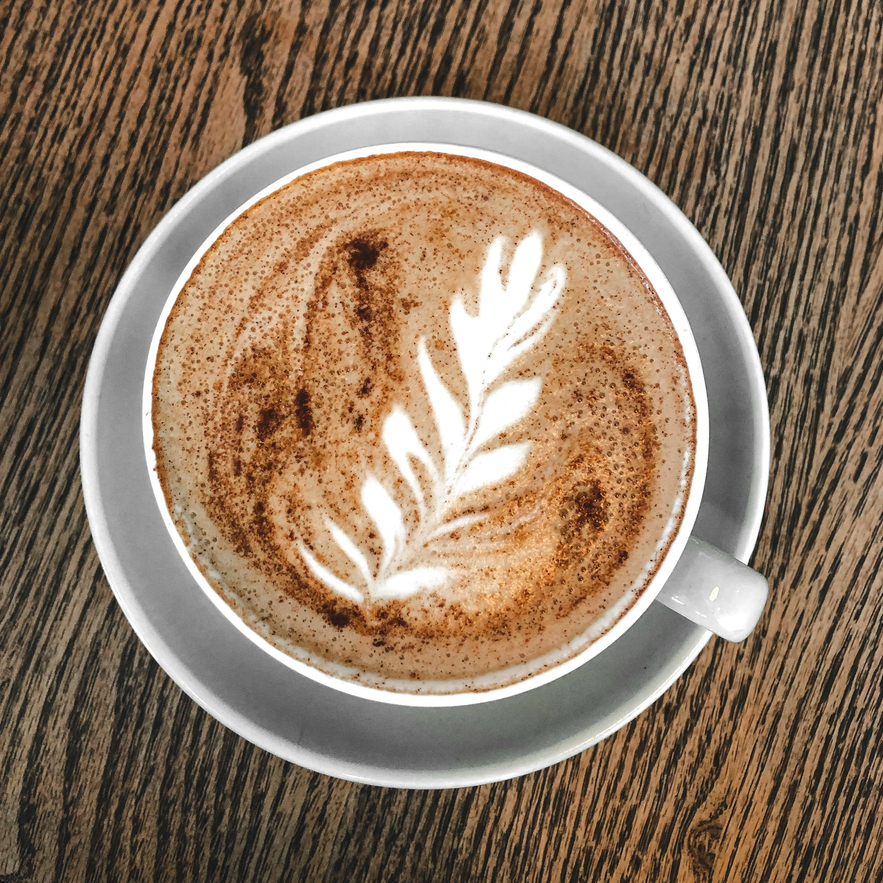 Freshly poured Latte with espresso and steamed milk at Fluff and Crunch in Warman, SK